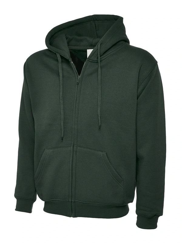 Bottle Green Full Zip Hooded Sweatshirt