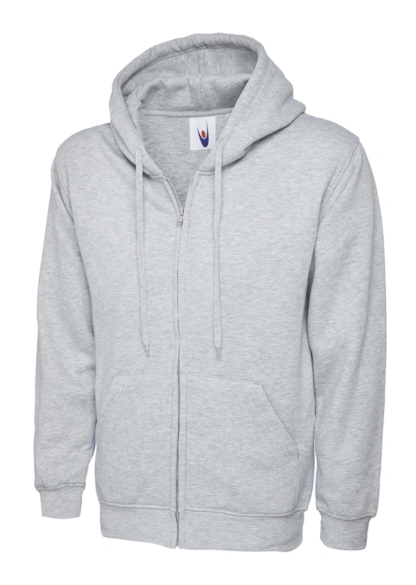 Heather grey Navy Full Zip Hooded Sweatshirt