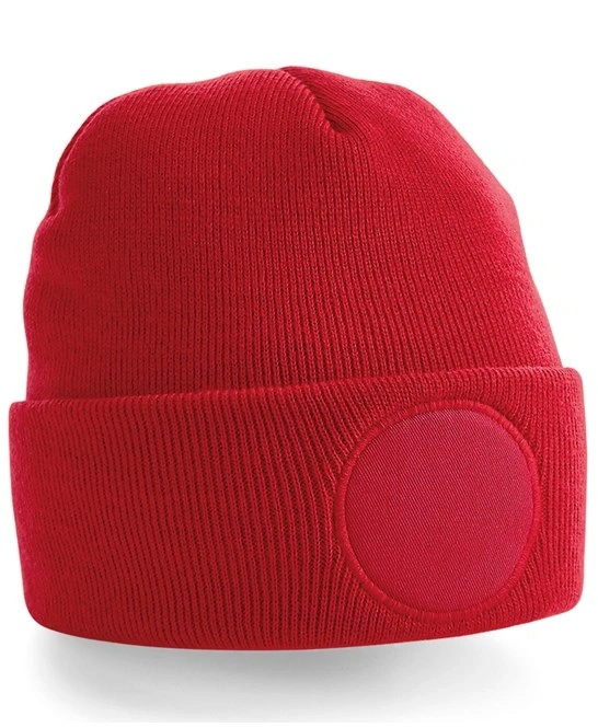 Red Circular Patch Beanie