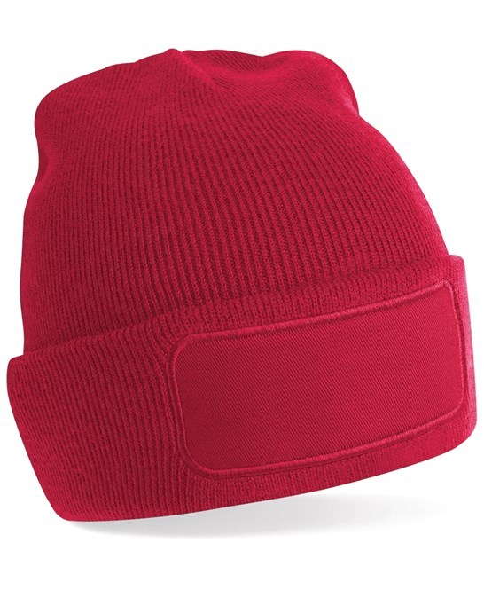 Red Rectangle Patch Beanie