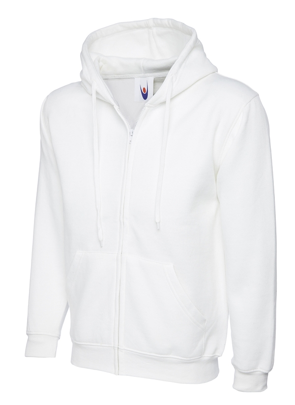 White Full zip Hooded Sweatshirt
