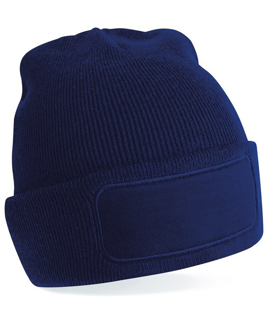 French Navy Rectangle Patch Beanie